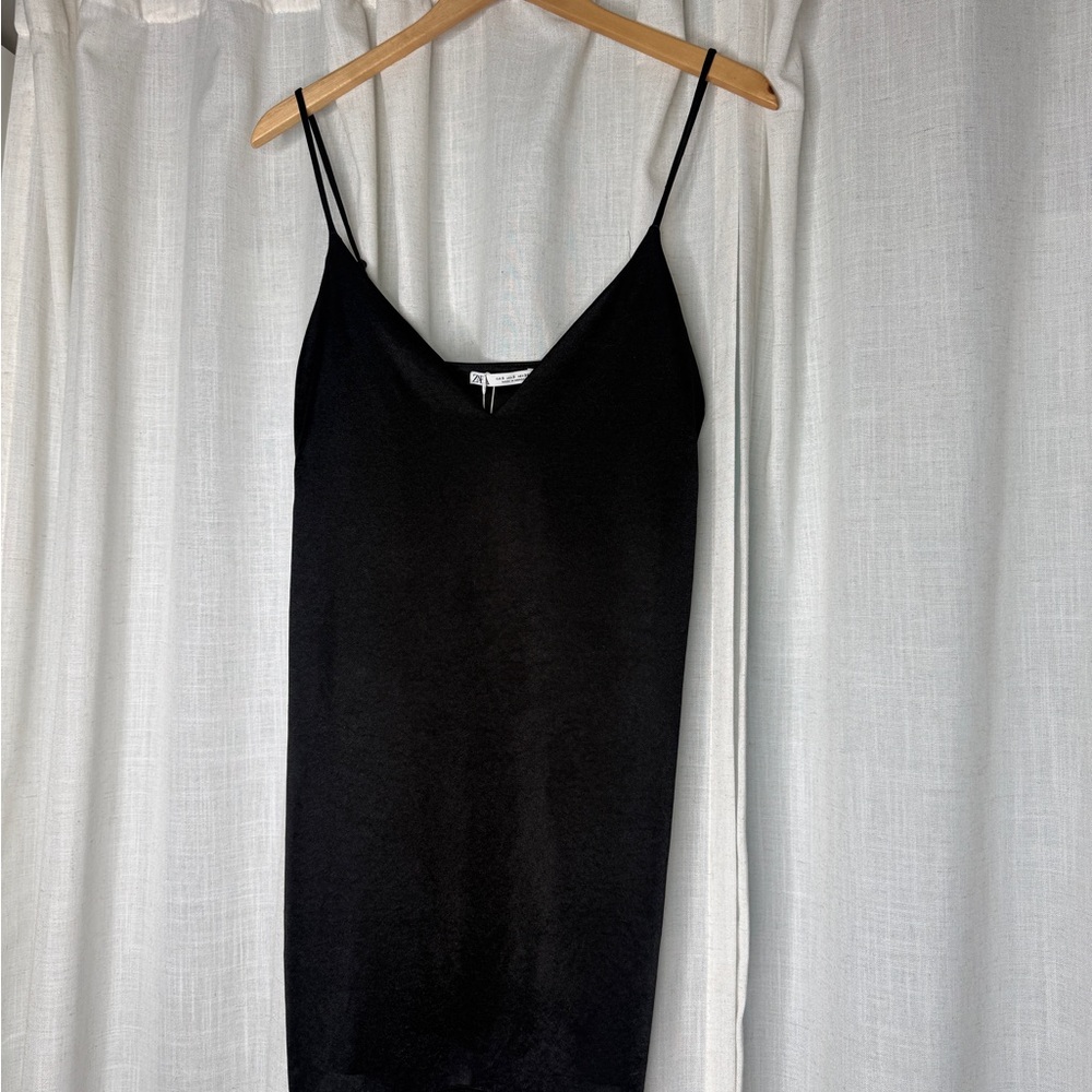 Zara Sleek Black Camisole Dress